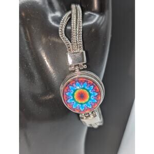 Ginger Snaps Silver Tone Chain Toggle Clasp Bracelet W/ Four Snaps